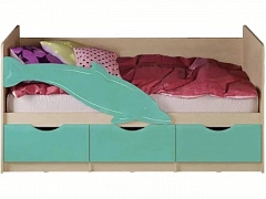 Детская кровать Дельфин-1 МДФ 80х160 (Бирюза, Крафт белый) - фото №1, mdmMF-000013097