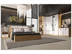 Модульная спальня Эко, композиция 3 (Белый гладкий, Дуб Вотан) - фото №1, mdm1205286414