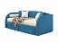Мягкая кровать Elda 900 синяя с ортопедическим основанием и матрасом PROMO B COCOS, велюр - миниатюра
