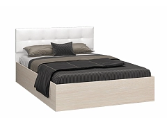 Кровать с подъемным механизмом Селена 160х200, дуб/экокожа белая - фото №1