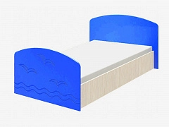 Юниор-2 Детская кровать 80, металлик (Синий металлик, Дуб белёный) - фото №1