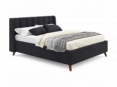 Мягкая кровать Betsi 1600 темная с подъемным механизмом и матрасом ГОСТ - фото №1, mebel_stock_3025