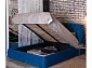 Мягкая кровать "Stefani" 1400 синяя с подъемным механизмом с орт.матрасом АСТРА - фото №8