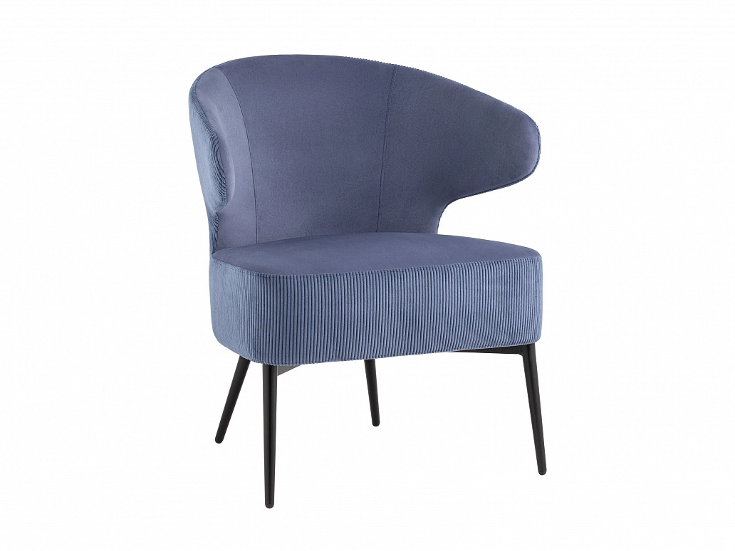 Кресло лаунж STOOL GROUP Royal Stripes Велюр синий - фото №1