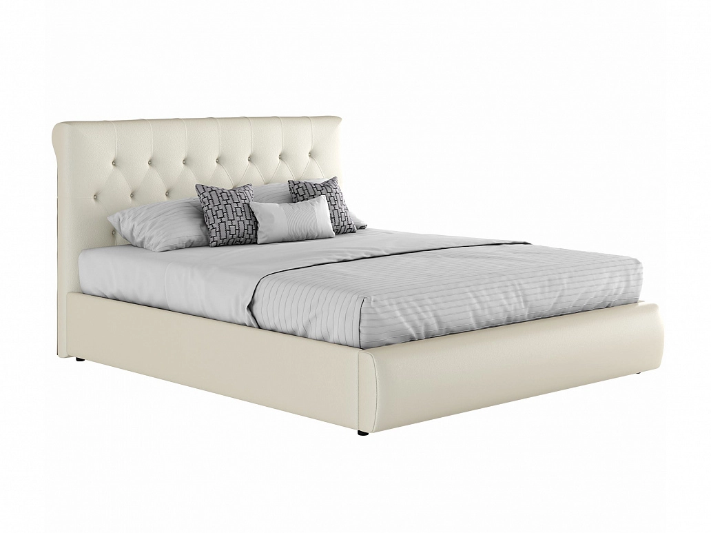 Мягкая кровать "Амели" 1800 белая с подъемным механизмом с матрасом ГОСТ - фото №1