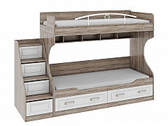 Двухъярусная кровать двухъярусная с лестницей с ящиками Прованс с диваном - фото №1