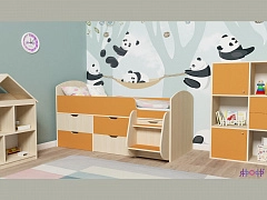 Кровать-чердак Малыш 7 (Дуб молочный, Оранжевый) - фото №1
