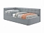 Односпальная кровать-тахта Bonna 900 с защитным бортиком серая и подъемным механизмом, велюр - миниатюра