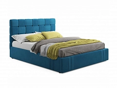 Мягкая кровать Tiffany 1600 синяя с подъемным механизмом - фото №1