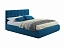 Мягкая кровать "Selesta" 1600 синяя с матрасом ГОСТ с подъемным механизмом, велюр - миниатюра