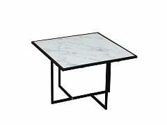 Скарлетт стол журнальный квадратный с рамкой Белый мрамор/черный - фото №1, 51005
