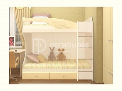 Двухъярусная кровать Бемби МДФ (фасад 3D) (Ваниль матовая, шимо светлый) - фото №1