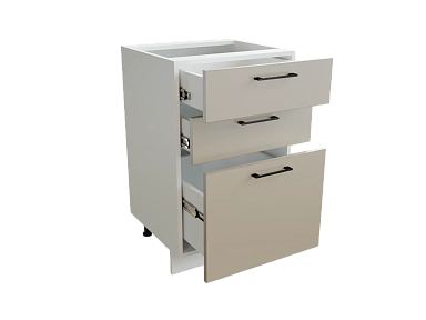 Шкаф Н503 с 3-мя ящиками Сиэль Инь БЕЛ/АТЛ/СЕР Ф33 - фото №1, 888_ММК-00015491