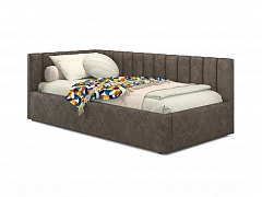 Мягкая кровать Milena 900 кожа брауни с подъемным механизмом - фото №1, mebel_stock_4626