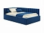 Мягкая кровать Milena 1200 синяя с подъемным механизмом, велюр - миниатюра