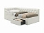 Односпальная кровать-тахта Afelia с ящиками и бортиком 900 бежевая с ортопедическим основанием, велюр - миниатюра