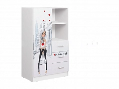 Вега NEW Girl Шкаф комбинированный (Белый / Белый глянец) - фото №1
