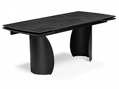 Готланд 160(220)х90х79 черный мрамор / черный Керамический стол - фото №1, Woodville16628