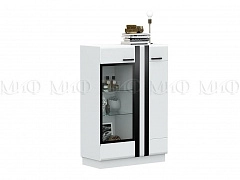 Магнолия Шкаф со стеклом низкий, белый глянец - фото №1, mdmMF-000042380