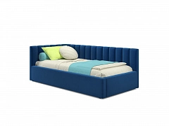 Мягкая кровать Milena 900 синяя с подъемным механизмом и матрасом PROMO B COCOS - фото №1