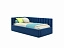 Мягкая кровать Milena 900 синяя с подъемным механизмом и матрасом PROMO B COCOS, велюр - миниатюра