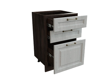 Шкаф Н503 с 3-мя ящиками Ницца ДБК/ДУБ/СЕР Ф33 - фото №1, 888_ММК-00017776