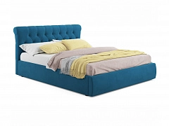 Мягкая кровать Ameli 1400 синяя с подъемным механизмом - фото №1
