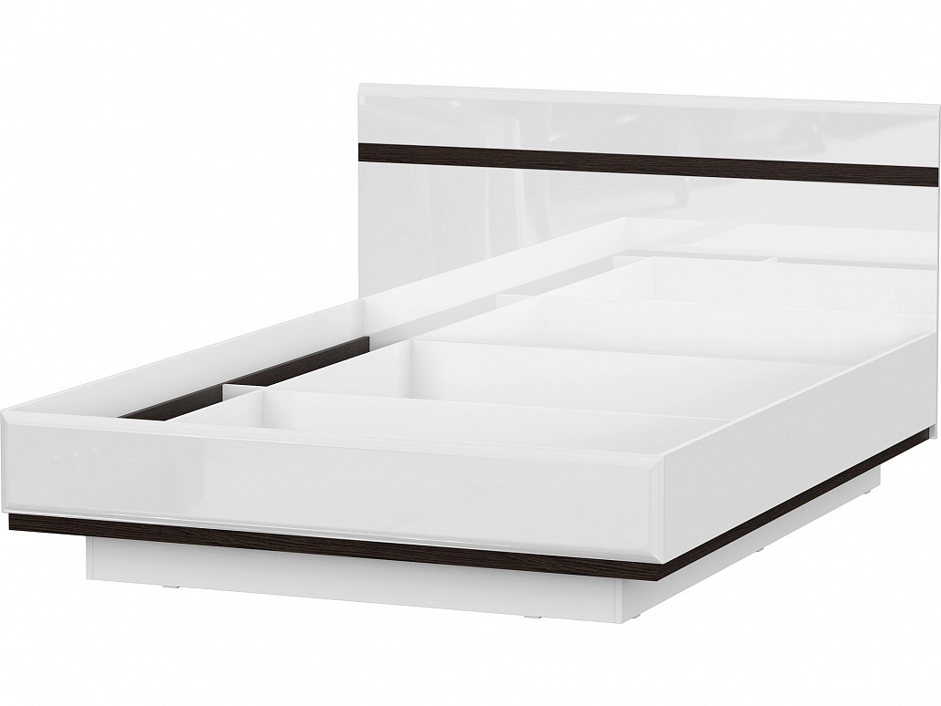 Модульная система "Соло" Кровать двойная (универсальная) 1,6*2,0 Белый/Венге/Белый глянец/Венге - фото №1