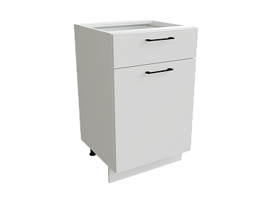 Шкаф Н501 с 1-ой дверью и ящиком Мемфис БЕЛ/БЕЛ/СОФТ Ф31 - фото №1, 888_ММК-00001421