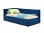 Односпальная кровать-тахта Bonna 900 синяя с подъемным механизмом, велюр - миниатюра