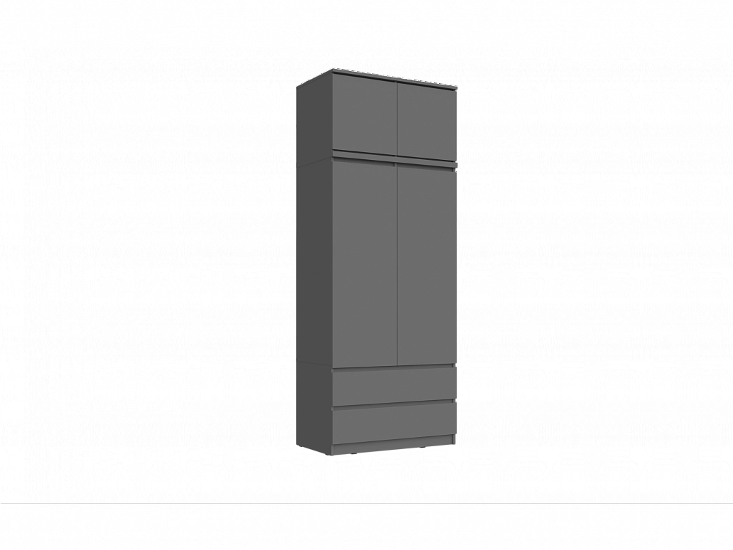 Челси Шкаф 2-х створчатый комбинированный + антресоль к шкафу 900 (Графит, Графит) - фото №1