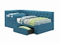 Односпальная кровать-тахта Afelia с ящиками и бортиком 900 синяя с ортопедическим основанием - фото №2