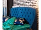 Мягкая кровать "Stefani" 1600 синяя с подъемным механизмом с орт.матрасом АСТРА - фото №8