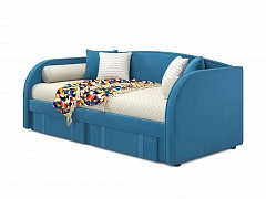 Мягкая кровать Elda 900 синяя с ортопедическим основанием и матрасом ГОСТ - фото №1, mebel_stock_4459