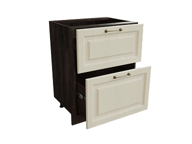 Шкаф Н602 с 2-мя ящиками Ницца ДБК/ДУБ/КРЕМ Ф42 - фото №1, 888_ММК-00017585