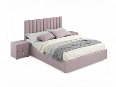 Мягкая кровать с тумбами Olivia 1600 лиловая с подъемным механизмом - фото №1