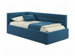 Мягкая кровать Aura 900 синяя с подъемным механизмом - фото №1