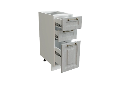 Шкаф Н303 с 3-мя ящиками Ницца БЕЛ/ДУБ/СЕР Ф13 - фото №1, 888_ММК-00016295