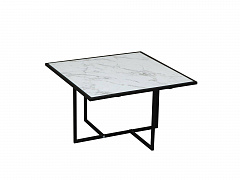 Скарлетт стол журнальный квадратный с рамкой Белый мрамор/черный - фото №1