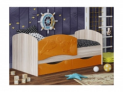 Детская кровать Дельфин-3 МДФ оранжевый, 80х160 - фото №1