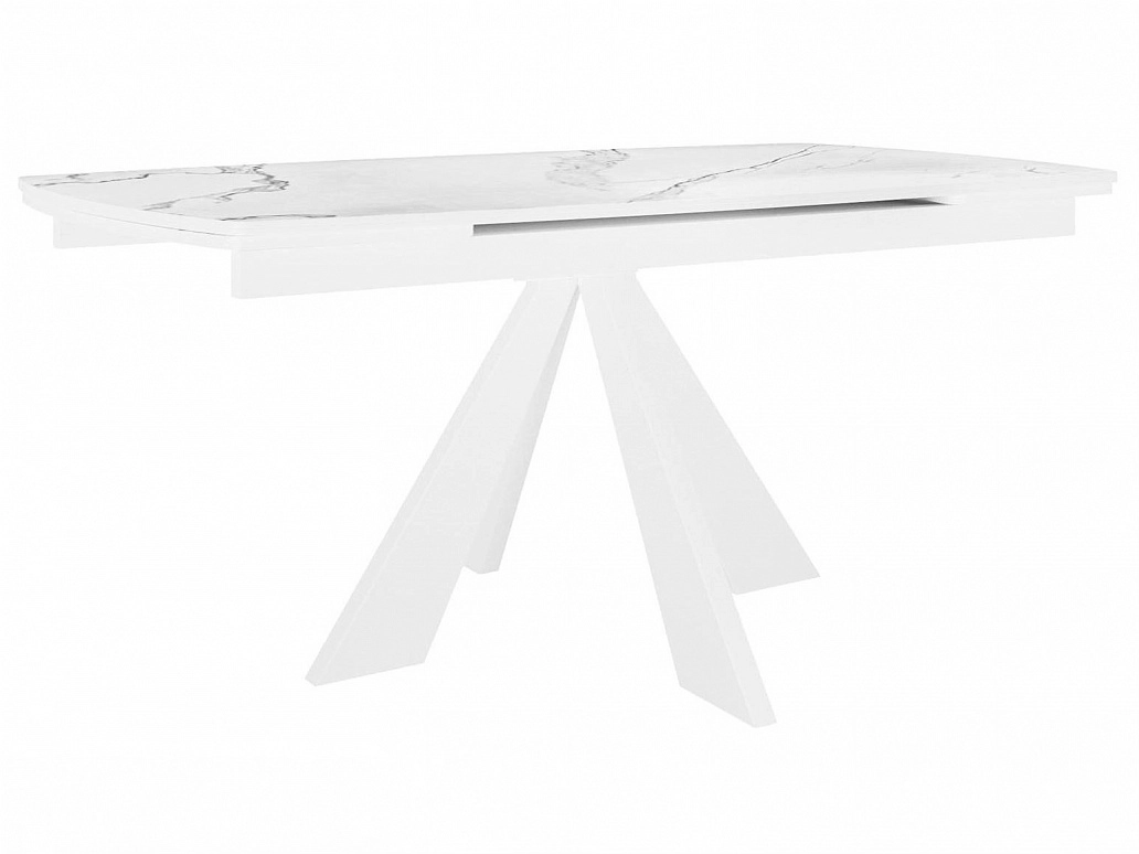 Стол DikLine SKU140 Керамика Белый мрамор/подстолье белое/опоры белые - фото №1