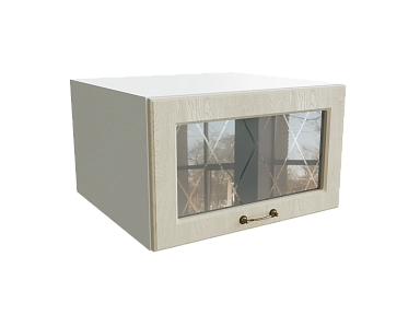 Шкаф ВГ610 верхний горизонтальный со стеклом Ницца БЕЛ/ДУБ/КРЕМ Ф86 - фото №1, 888_ММК-00016078