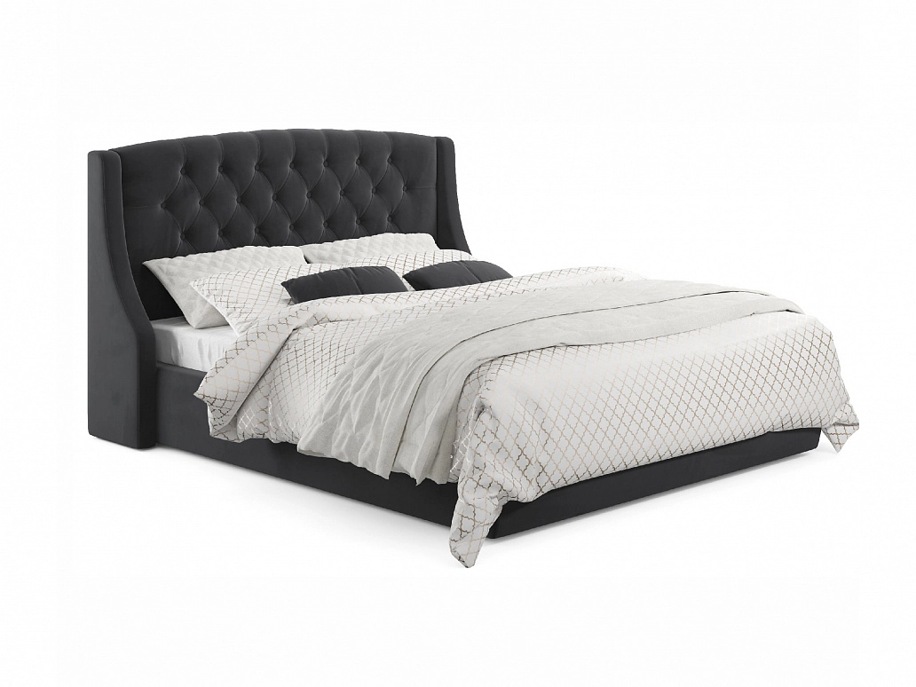 Мягкая кровать "Stefani" 1600 темная с подъемным механизмом - фото №1