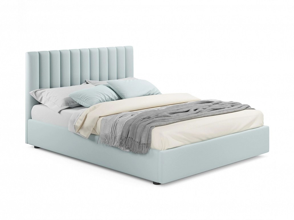 Мягкая кровать Olivia 1600 мята пастель с подъемным механизмом - фото №1