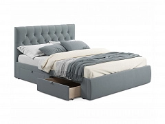 Мягкая кровать Verona 1600 серая с ящиками - фото №1, mebel_stock_20230