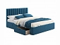 Мягкая кровать Olivia 1600 синяя с ящиками - фото №2