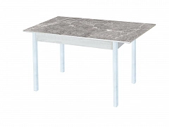 Стол обеденный Альфа фотопечать /бетон белый Серый мрамор / опора квадро серебристый металлик - фото №1, 49487