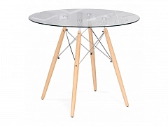 PT-151 80х80х76 clear glass / wood Стол стеклянный - фото №1