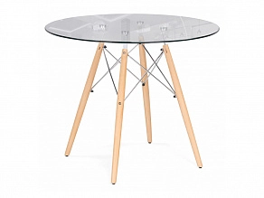 PT-151 80х80х76 clear glass / wood Стол стеклянный - фото №1