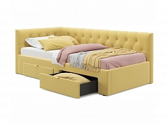 Односпальная кровать-тахта Afelia с ящиками 900 желтая с ортопедическим основанием - фото №1